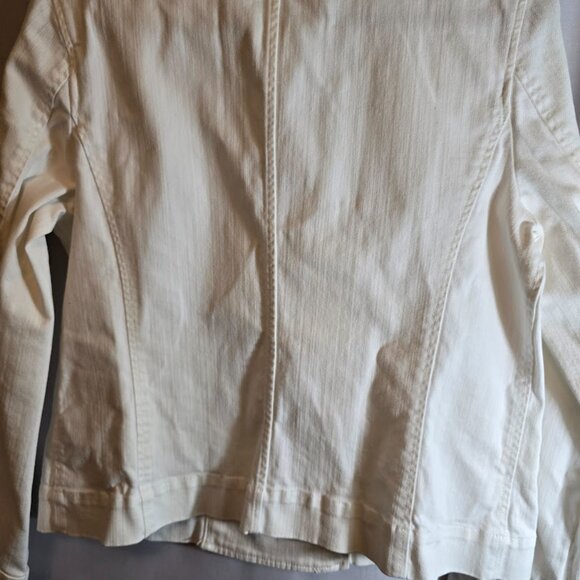 LAUREN JEANS CO RALPH LAUREN SIZE LARGE WOMENS JACKET MILITARY STYLE WHITE DENIM - Picture 7 of 10